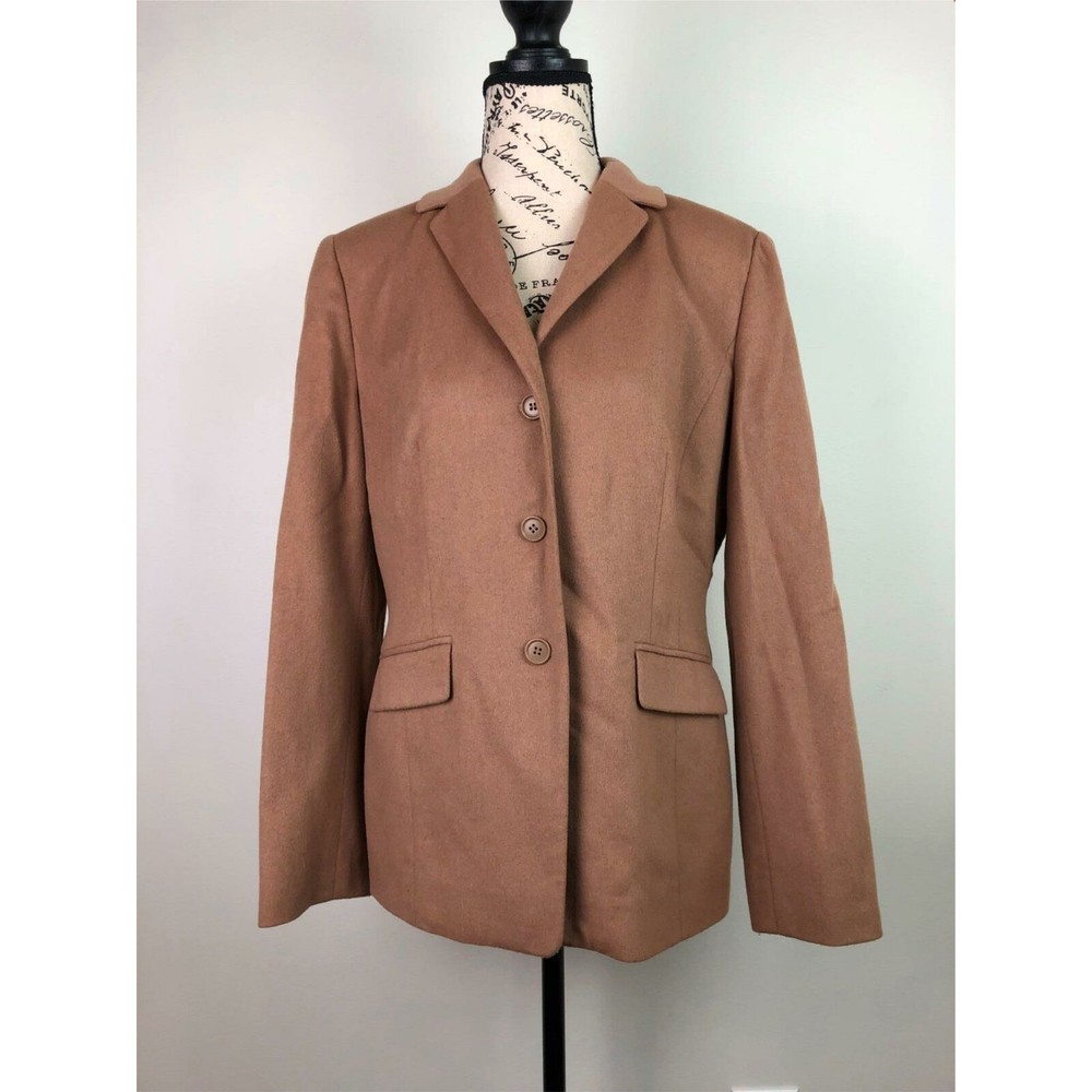 Women's Ann Taylor LOFT Wool Tan Blazer Jacket Sz 8
